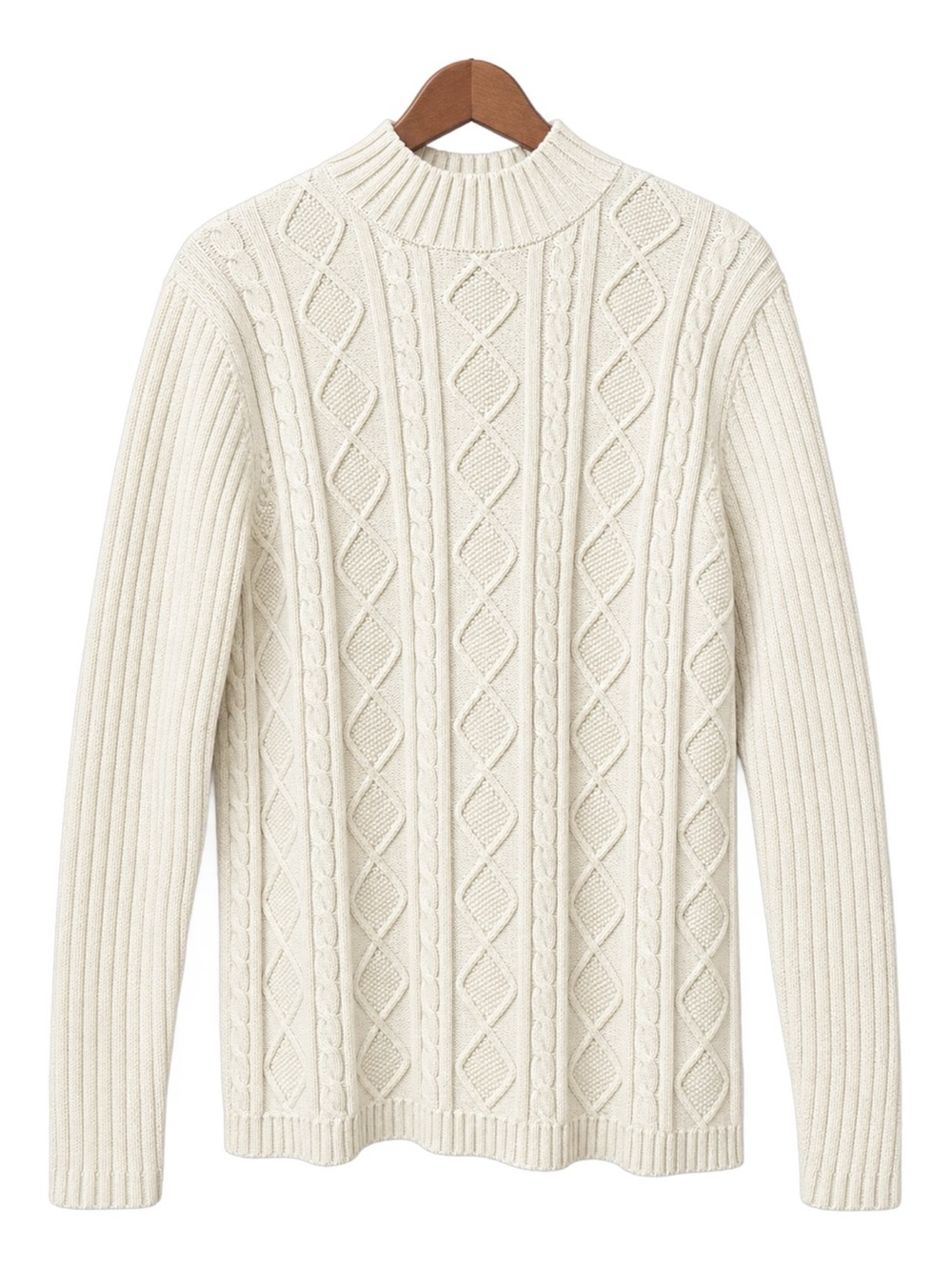 Vintage Northern Reflections Cable Knit Cotton Sweater XL Fisherman Mock Neck
